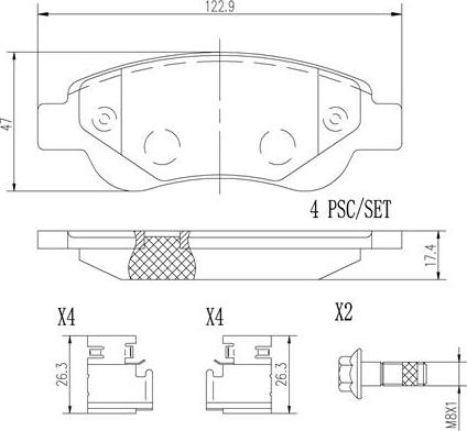 Brembo P61081N - Тормозные колодки, дисковые, комплект autospares.lv