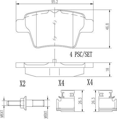 Brembo P61100N - Тормозные колодки, дисковые, комплект autospares.lv