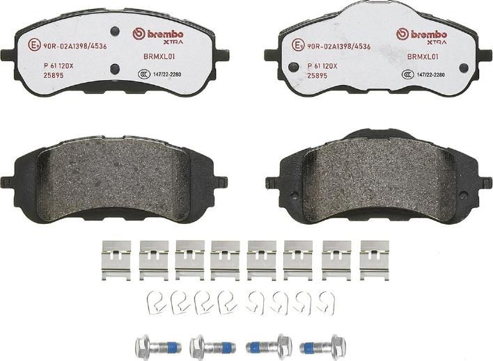 Brembo P 61 120X - Тормозные колодки, дисковые, комплект autospares.lv