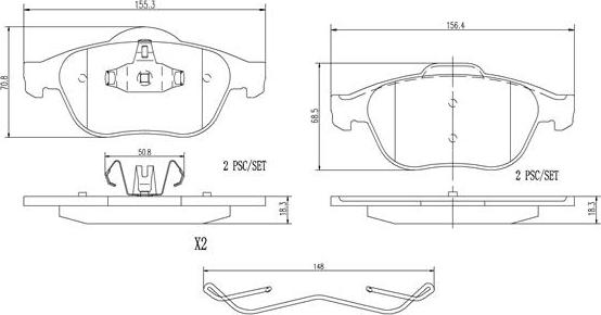 Brembo P68040N - Тормозные колодки, дисковые, комплект autospares.lv