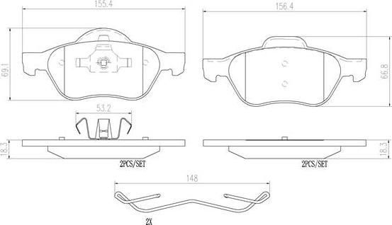 Brembo P68029N - Тормозные колодки, дисковые, комплект autospares.lv