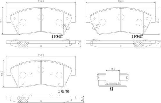 Brembo P09009N - Тормозные колодки, дисковые, комплект autospares.lv