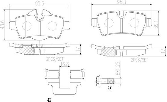 Brembo P06052N - Тормозные колодки, дисковые, комплект autospares.lv