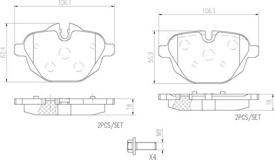 Brembo P06064N - Тормозные колодки, дисковые, комплект autospares.lv