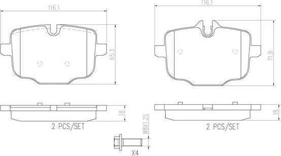 Brembo P06061N - Тормозные колодки, дисковые, комплект autospares.lv