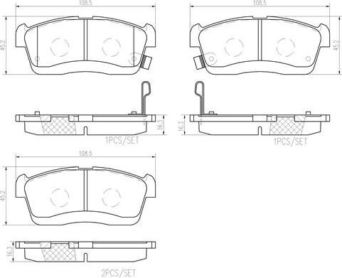 Brembo P16018N - Тормозные колодки, дисковые, комплект autospares.lv