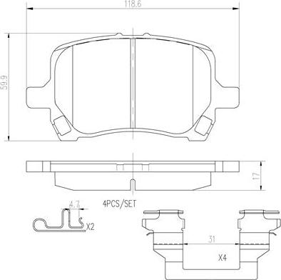 Brembo P10014N - Тормозные колодки, дисковые, комплект autospares.lv