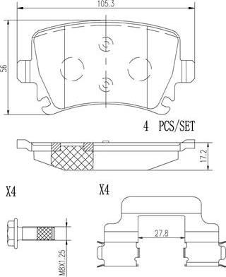 Brembo P85095N - Тормозные колодки, дисковые, комплект autospares.lv