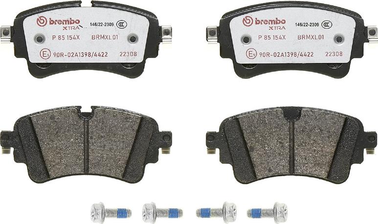 Brembo P 85 154X - Тормозные колодки, дисковые, комплект autospares.lv