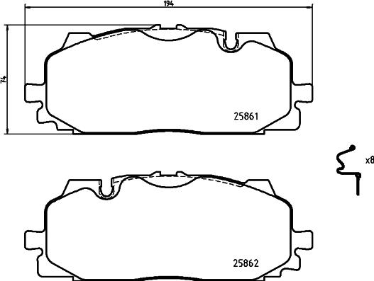 Brembo P 85 165X - Тормозные колодки, дисковые, комплект autospares.lv