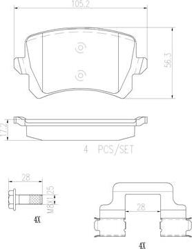 Brembo P85108N - Тормозные колодки, дисковые, комплект autospares.lv