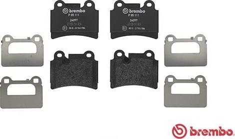 Brembo P 85 111 - Тормозные колодки, дисковые, комплект autospares.lv