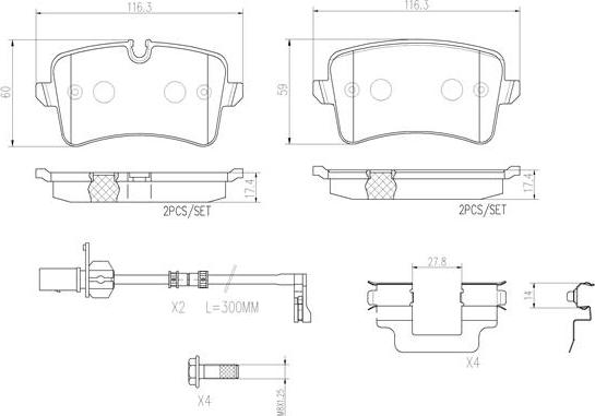 Brembo P85117N - Тормозные колодки, дисковые, комплект autospares.lv