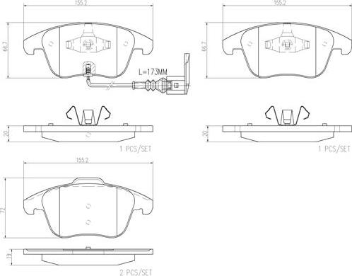 Brembo P85130N - Тормозные колодки, дисковые, комплект autospares.lv