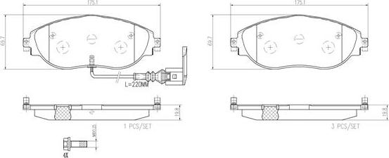 Brembo P85131N - Тормозные колодки, дисковые, комплект autospares.lv