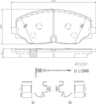 Brembo P85174N - Тормозные колодки, дисковые, комплект autospares.lv