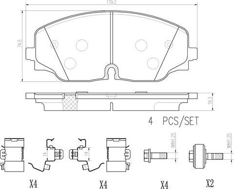 Brembo P85176N - Тормозные колодки, дисковые, комплект autospares.lv