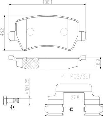 Brembo P86021N - Тормозные колодки, дисковые, комплект autospares.lv