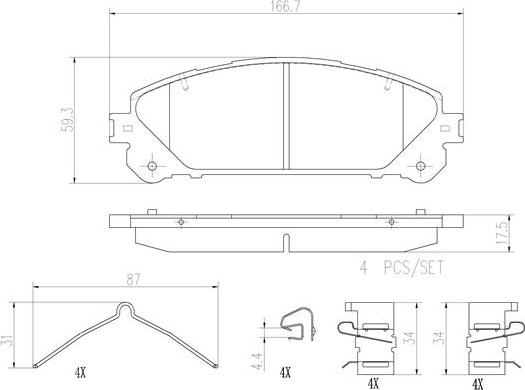 Brembo P83145N - Тормозные колодки, дисковые, комплект autospares.lv