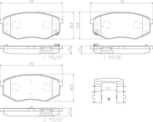 Brembo P30055N - Тормозные колодки, дисковые, комплект autospares.lv