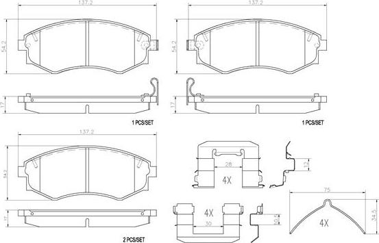 Brembo P30022N - Тормозные колодки, дисковые, комплект autospares.lv