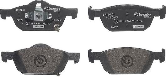 Brembo P 28 044X - Тормозные колодки, дисковые, комплект autospares.lv