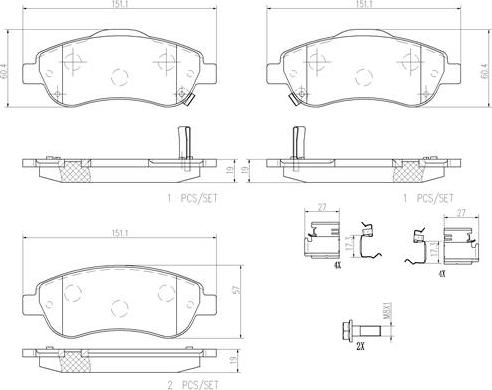 Brembo P28045N - Тормозные колодки, дисковые, комплект autospares.lv