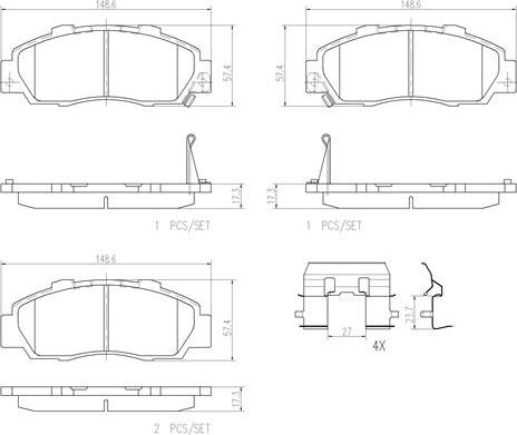 Brembo P28026N - Тормозные колодки, дисковые, комплект autospares.lv