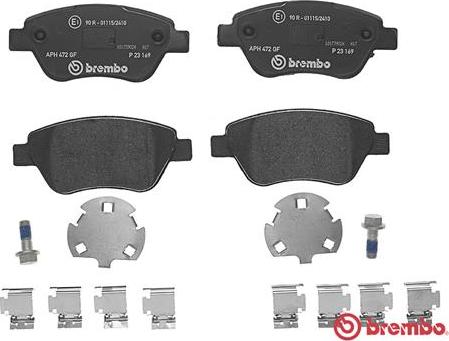 Brembo P 23 169 - Тормозные колодки, дисковые, комплект autospares.lv