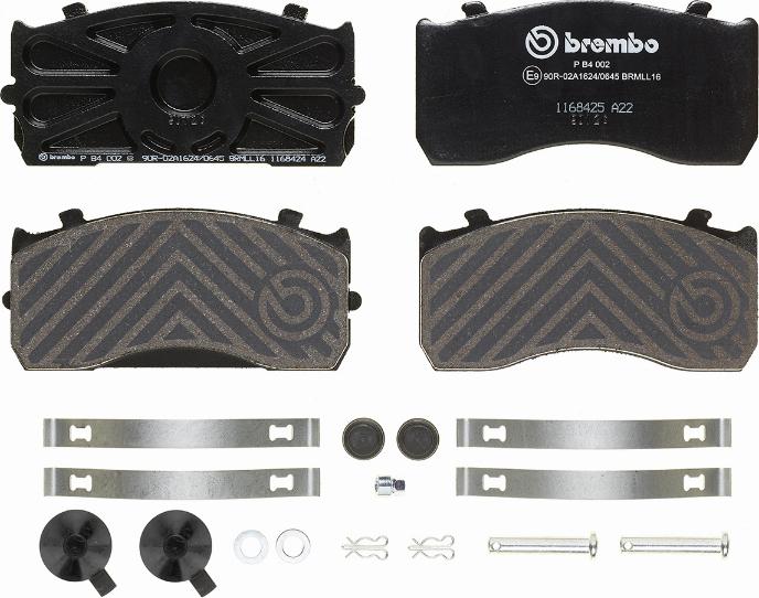 Brembo P B4 002 - Тормозные колодки, дисковые, комплект autospares.lv