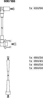 Bremi 600/188 - Комплект проводов зажигания autospares.lv