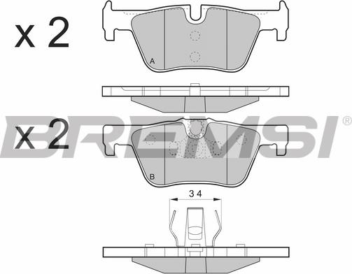 Bremsi BP3494 - Тормозные колодки, дисковые, комплект autospares.lv