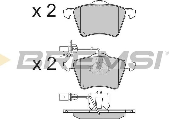 Bremsi BP2900 - Тормозные колодки, дисковые, комплект autospares.lv