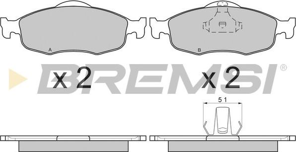 Bremsi BP2592 - Тормозные колодки, дисковые, комплект autospares.lv