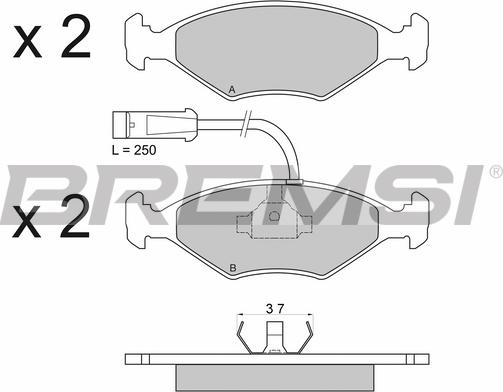 Bremsi BP2589 - Тормозные колодки, дисковые, комплект autospares.lv