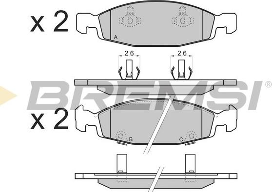 Bremsi BP2865 - Тормозные колодки, дисковые, комплект autospares.lv