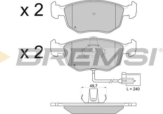 Bremsi BP2707 - Тормозные колодки, дисковые, комплект autospares.lv