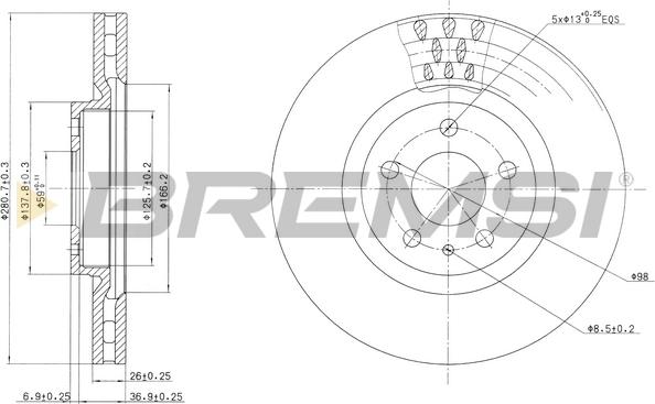 Bremsi CD6474V - Тормозной диск autospares.lv