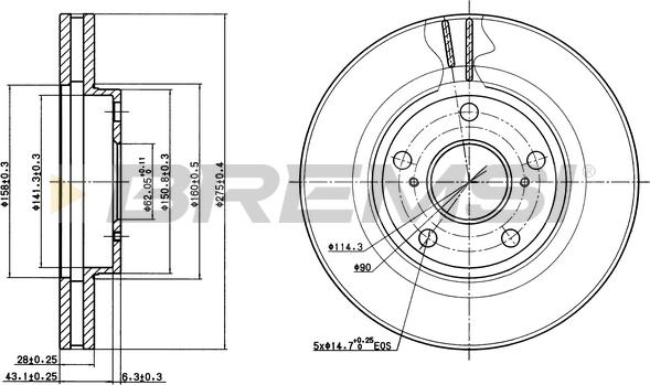 Bremsi CD6501V - Тормозной диск autospares.lv