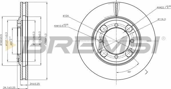 Bremsi CD6691V - Тормозной диск autospares.lv