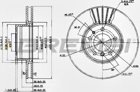 Bremsi CD6606V - Тормозной диск autospares.lv