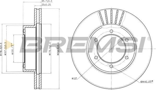 Bremsi CD6614V - Тормозной диск autospares.lv