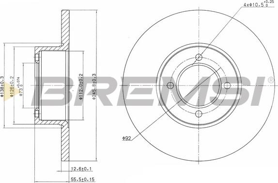 Bremsi CD6054S - Тормозной диск autospares.lv