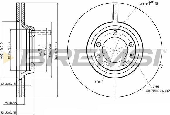 Bremsi CD6168V - Тормозной диск autospares.lv
