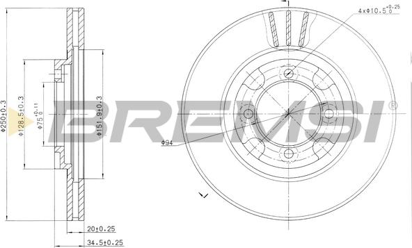 Bremsi CD6342V - Тормозной диск autospares.lv