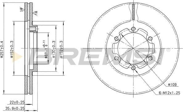 Bremsi CD6385V - Тормозной диск autospares.lv