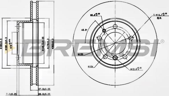 Bremsi CD6222V - Тормозной диск autospares.lv