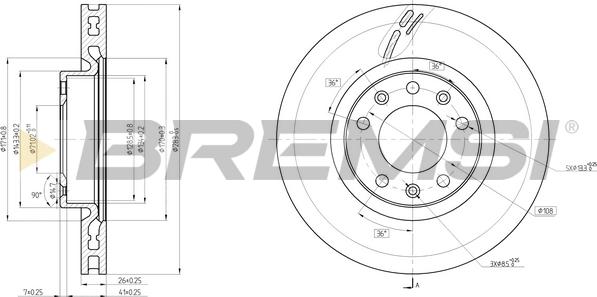 Bremsi CD8405V - Тормозной диск autospares.lv