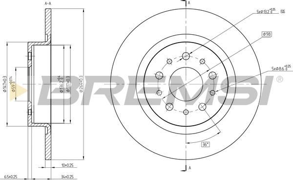 Bremsi CD8435S - Тормозной диск autospares.lv