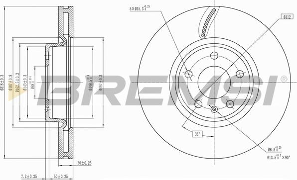 Bremsi CD8596V - Тормозной диск autospares.lv